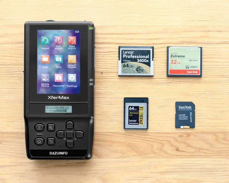 Backup per le schede di memoria XQD con il dispositivo Xfer Max di Dazuinfo