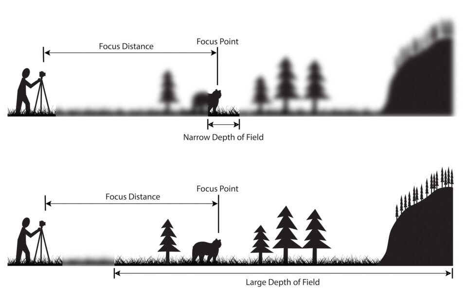 Profondità di campo spiegata con infografica