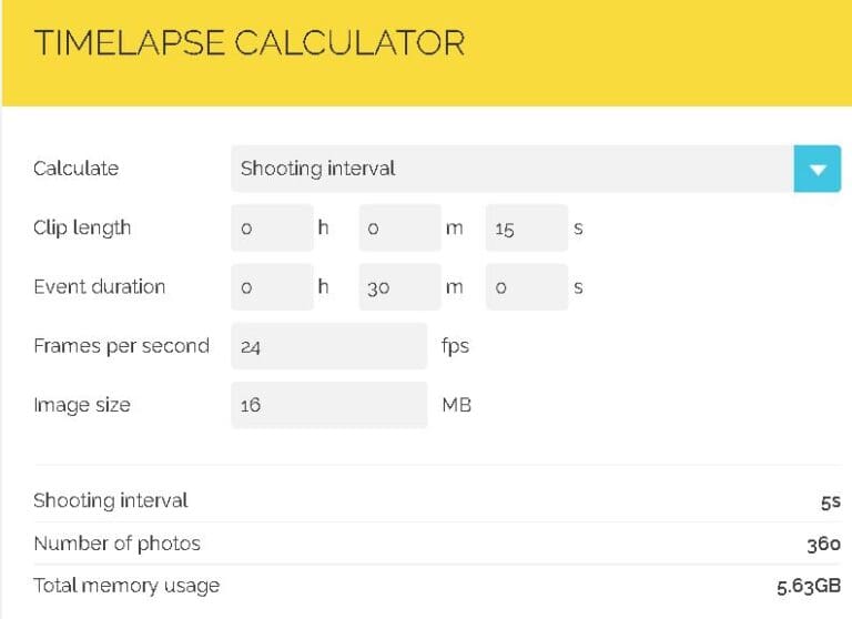 Time Lapse Calculator