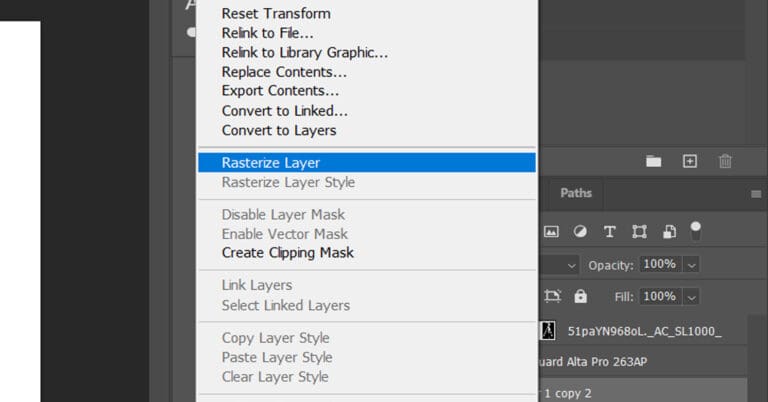 come si rasterizza su photoshop