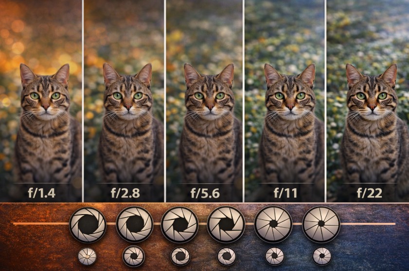 infografica che spiega l apertura del diaframma in fotografia