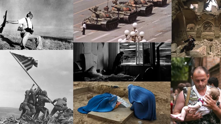 Un collage di foto di guerra iconiche che sono rimaste nella storia